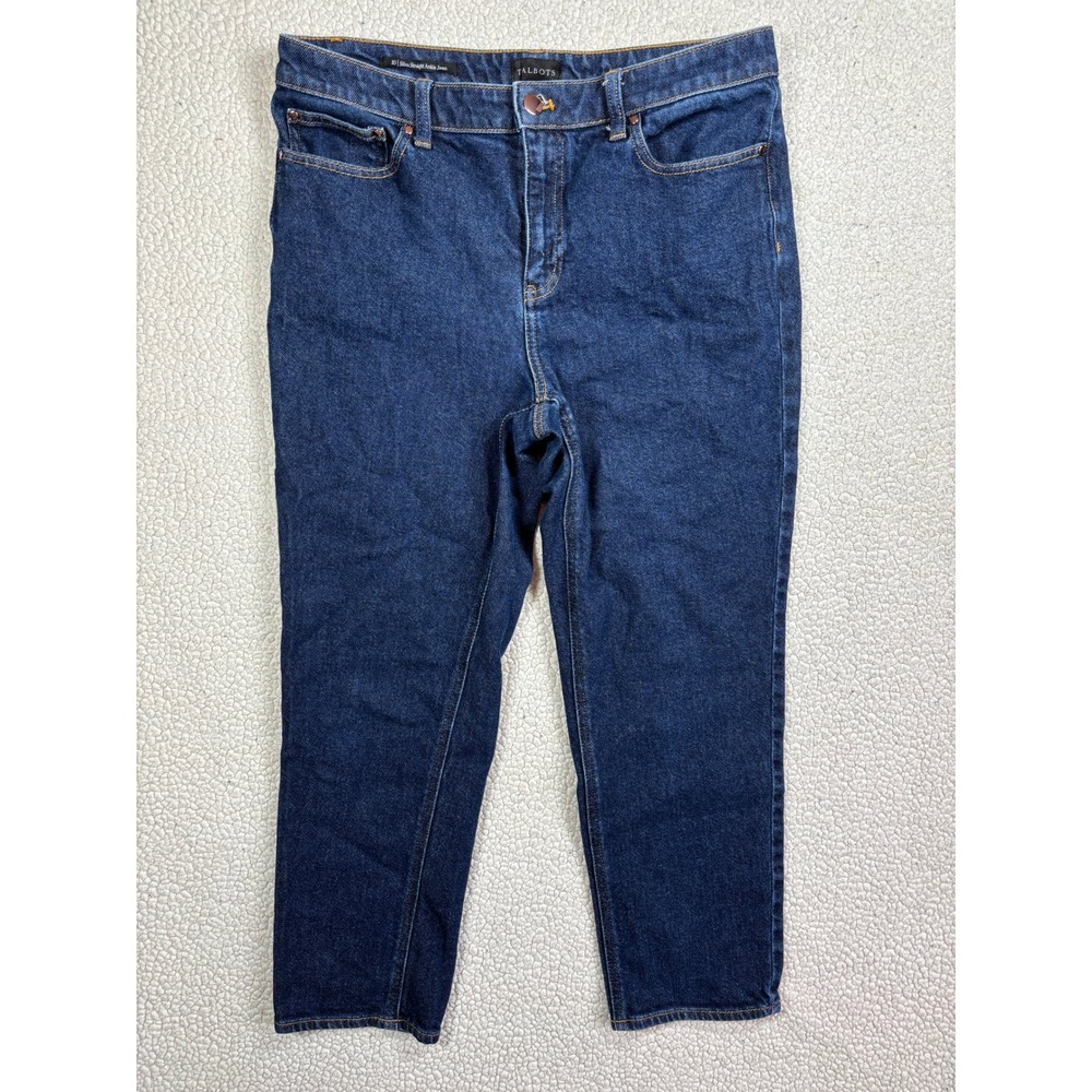 Talbots Slim Straight Ankle Jean Women Size 10 Dark Wash High Rise Blue Denim